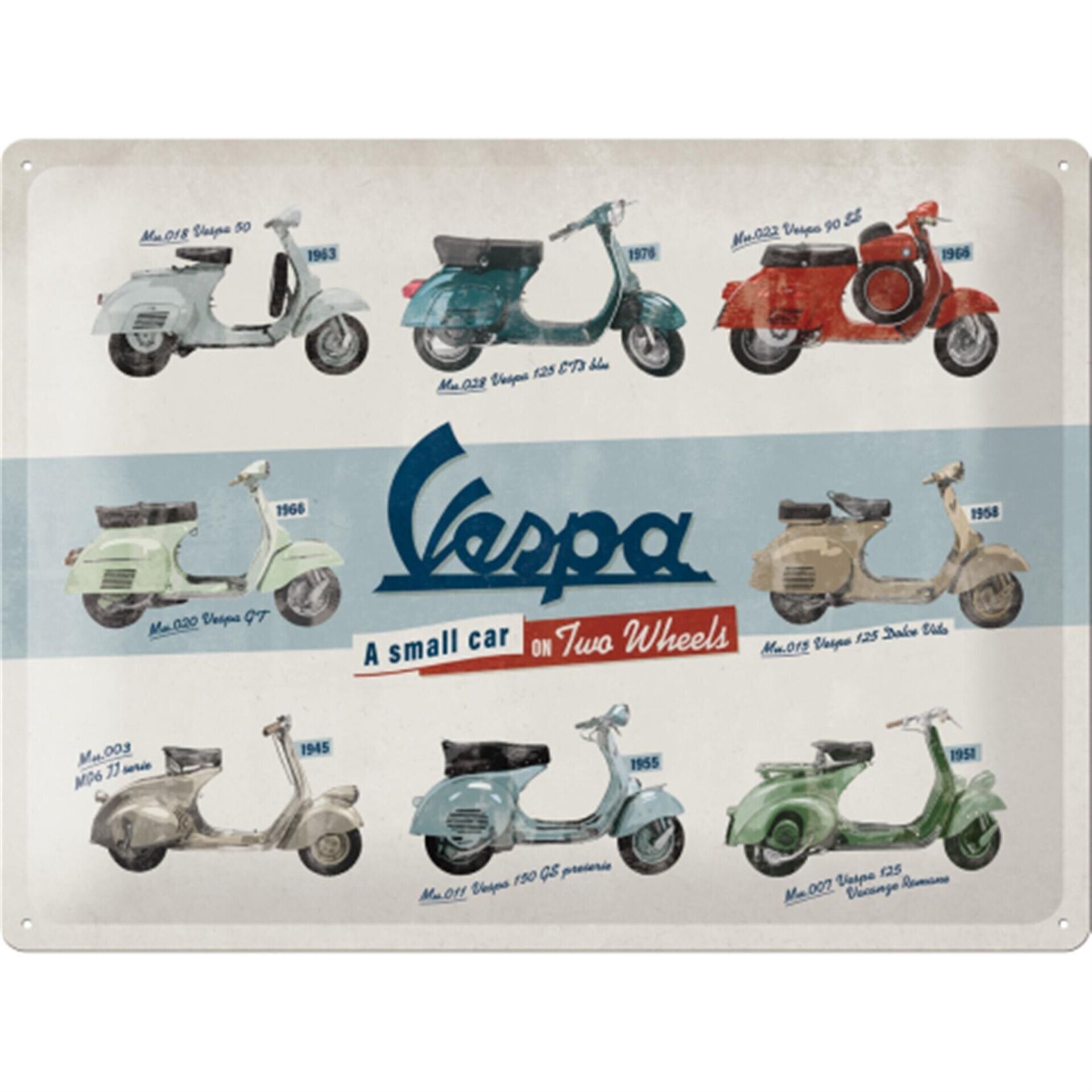 Metal Duvar Panosu Vespa *Vespa Modelleri* 40x30cm/ Nostalgic Art