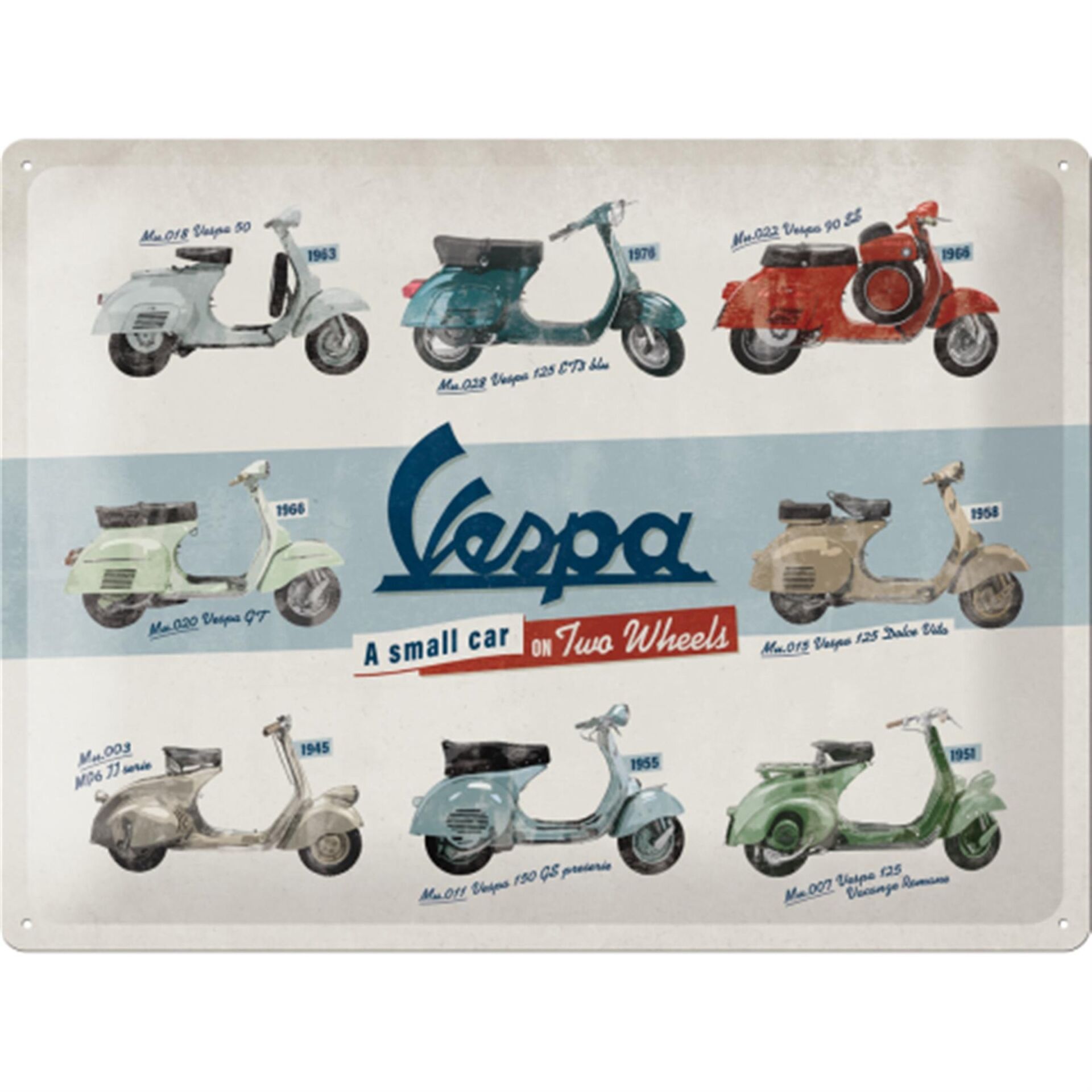 Metal Duvar Panosu Vespa *Vespa Modelleri* 40x30cm/ Nostalgic Art