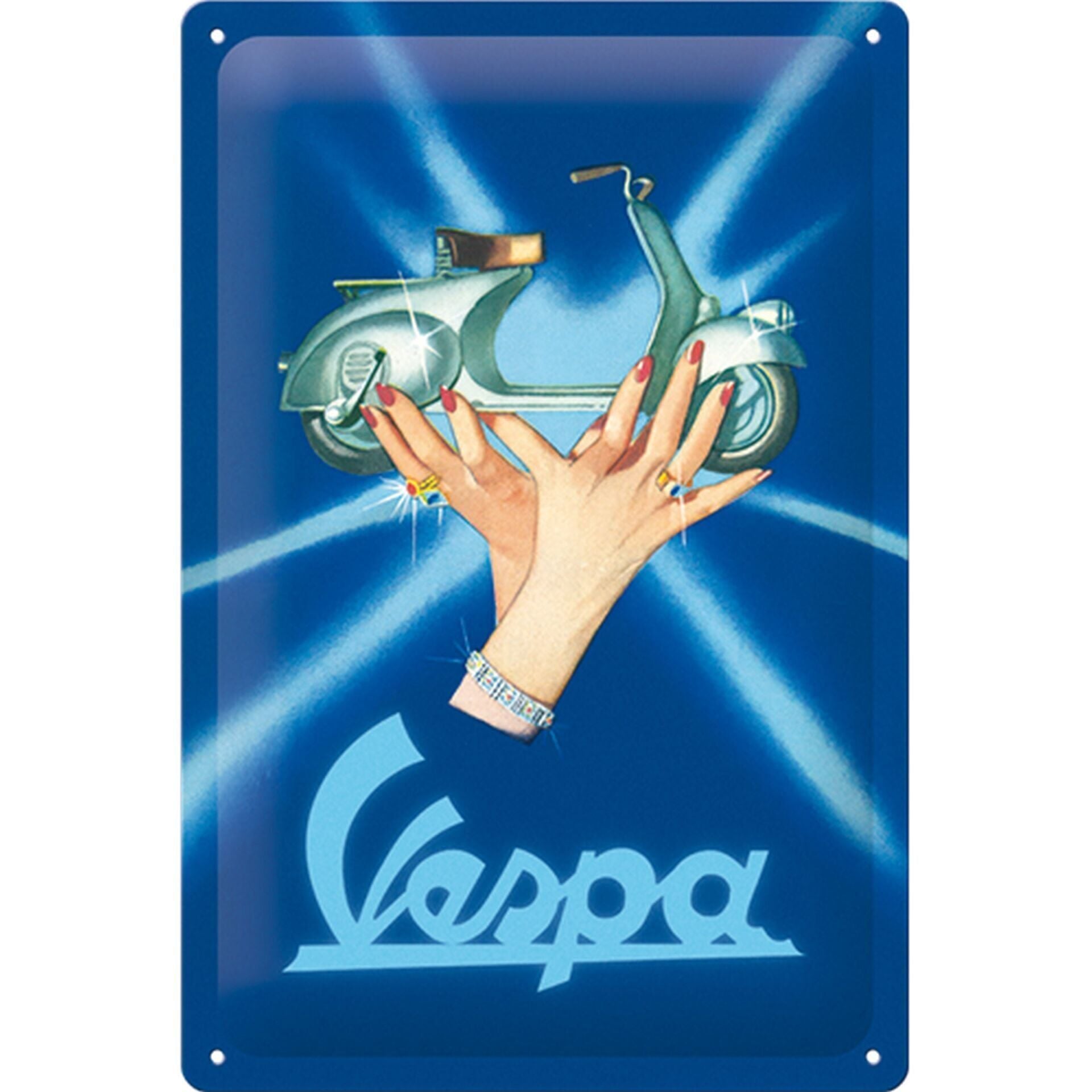 Metal Duvar Panosu *Vespa - Faro Basso 1949* 20X30 cm / Nostalgic Art