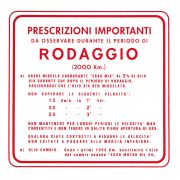 Vespa Retro Serisi Rodaj-Çalıştırma ve Lastik Basıncı Sticker / REPRO