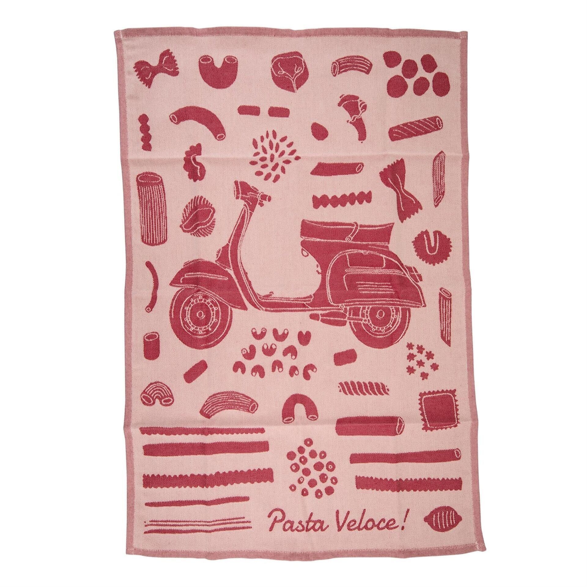 Vespa Desenli Mutfak Havlusu - Pasta Veloce *Kırmızı* / SIP