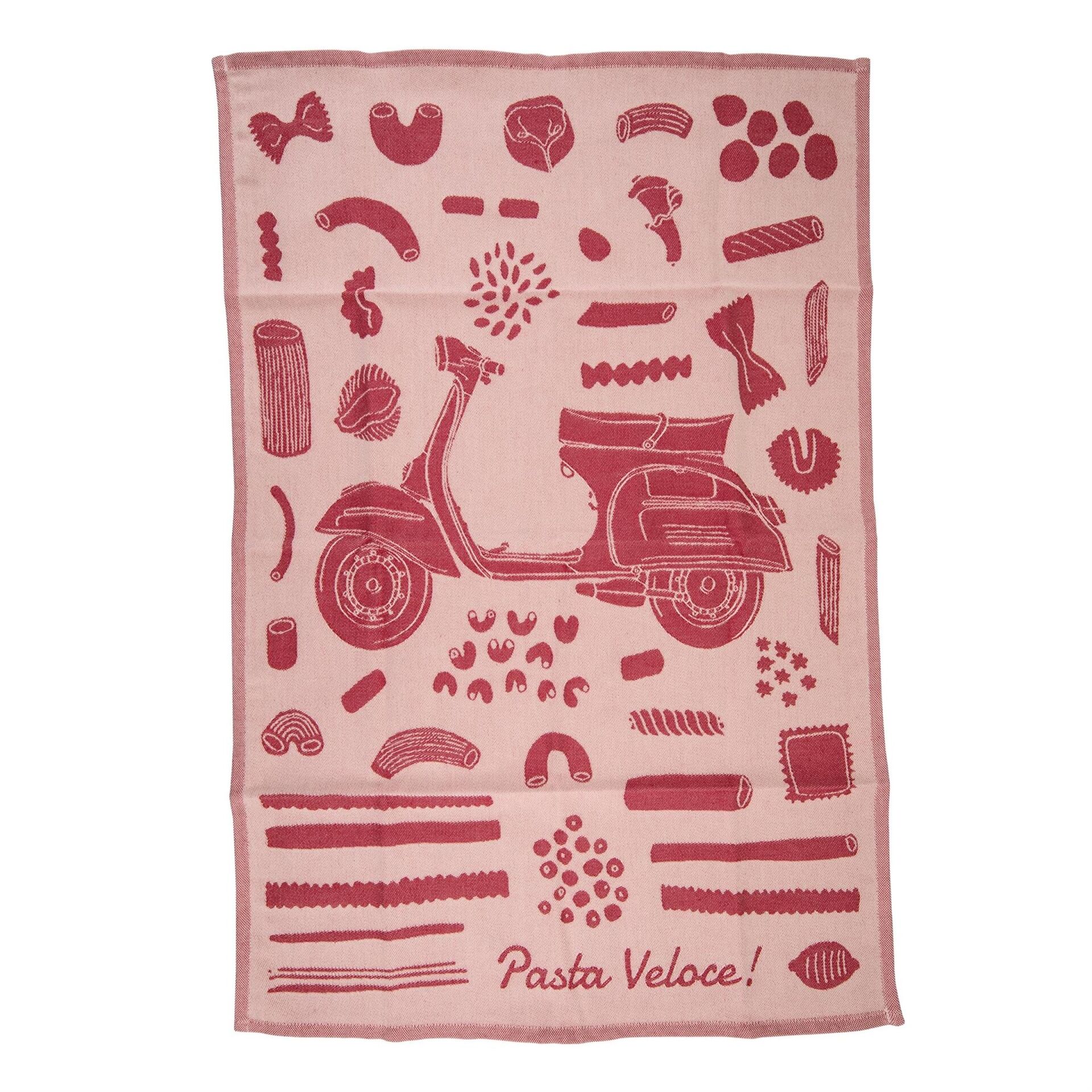 Vespa Desenli Mutfak Havlusu - Pasta Veloce *Kırmızı* / SIP