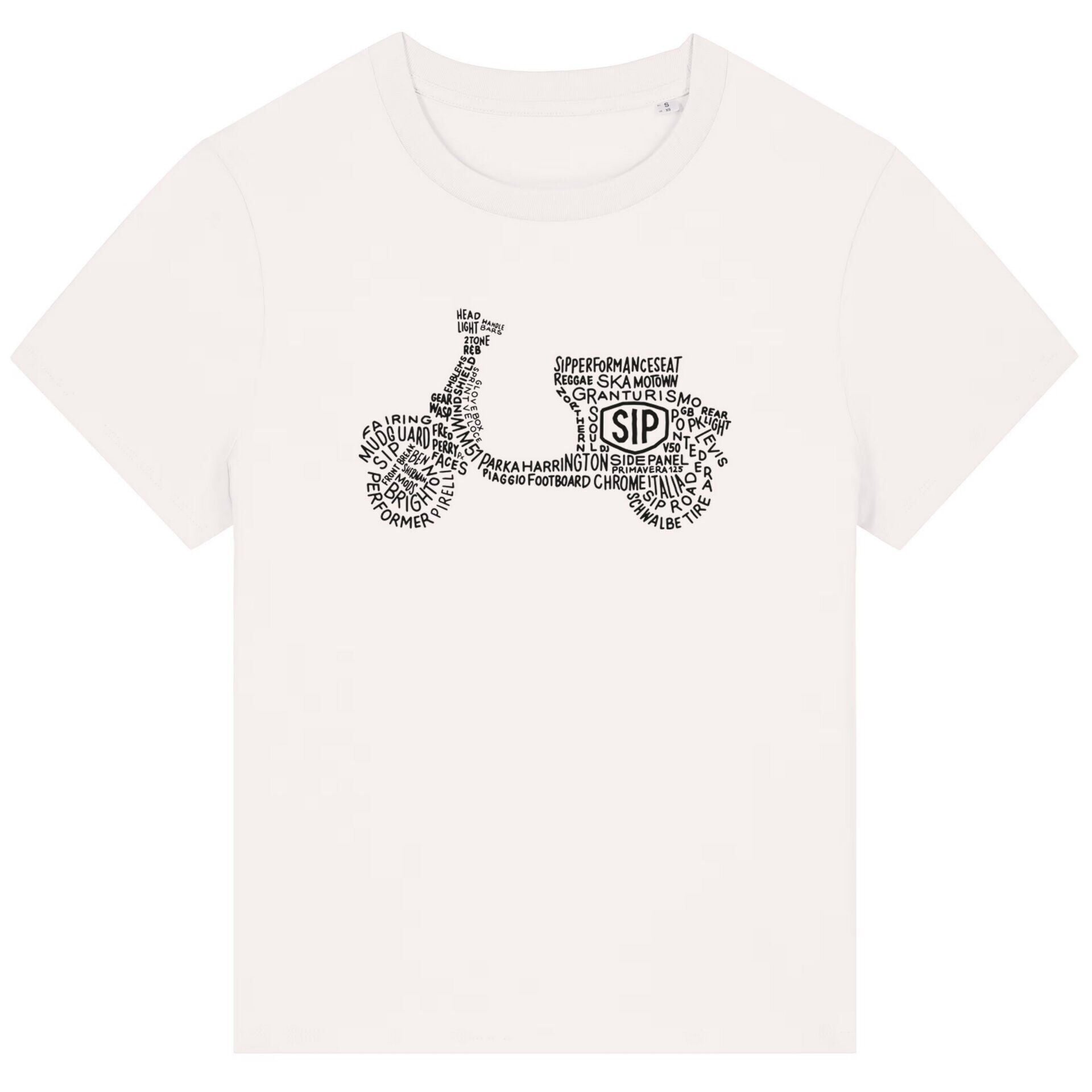 SIP Kadın T-Shirt - Vespa Yazı Desenli *Beyaz* / SIP