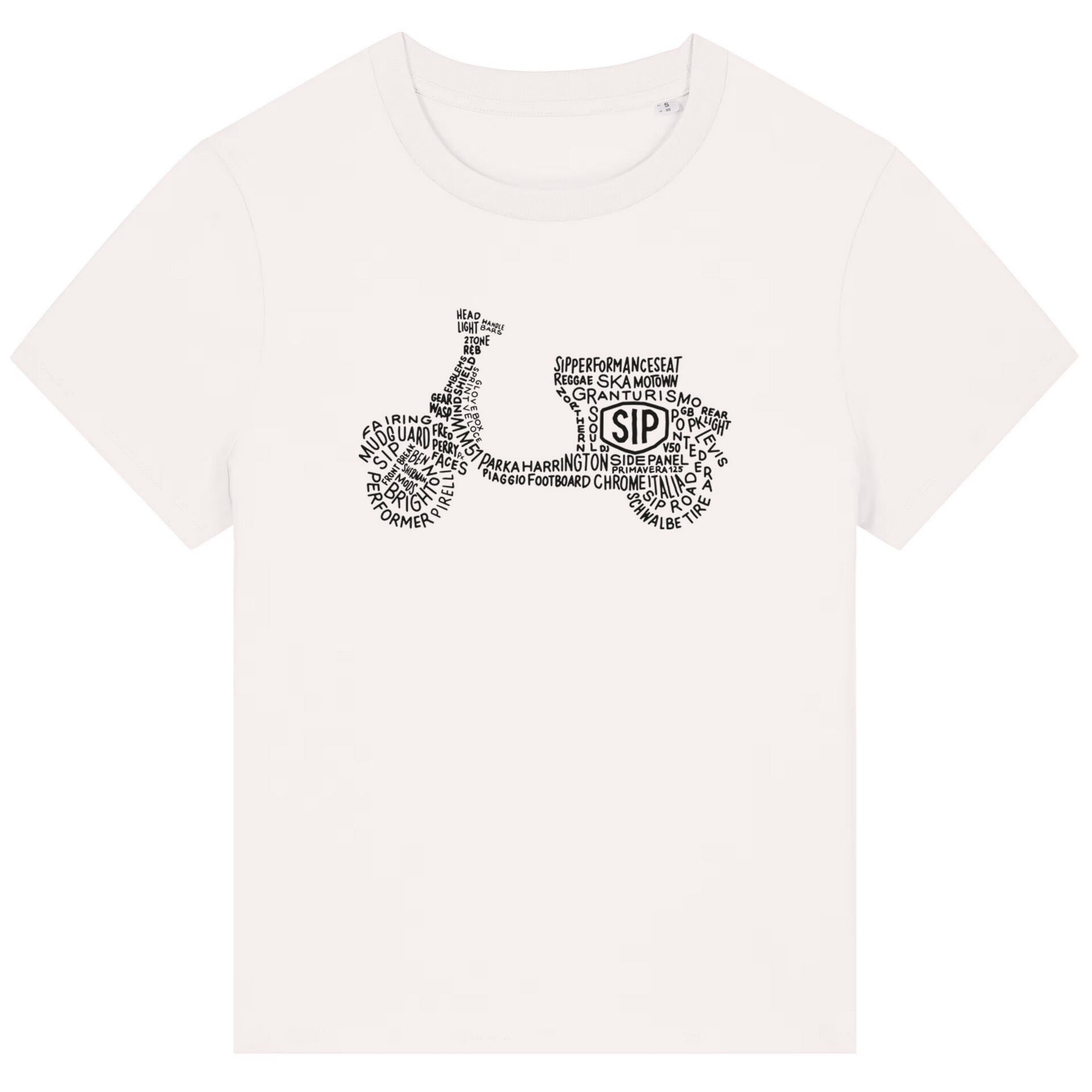 SIP Kadın T-Shirt - Vespa Yazı Desenli *Beyaz* / SIP