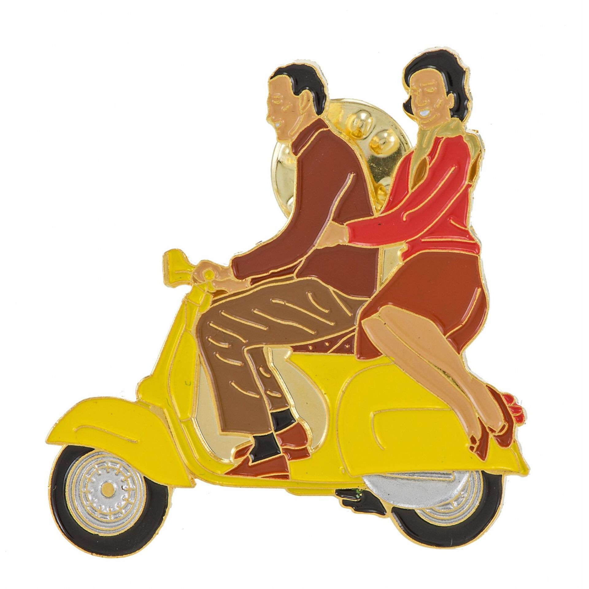 Vespa Couple On Scooter Rozet - Pin / VESPISSIMO